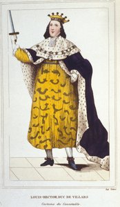 Porträt von Claude, Louis, Hector, Herzog von Villars, Marschall von Frankreich im Kostüm von Connetable (1653-1734) Gravur von 1830