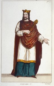 Porträt von Chlothar I. (497 - 561), König von Neustrien und König der Franken (Stich von 1830)