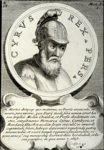 Porträt von Kyros II. (ca. 559-529 v. Chr.) genannt Kyros der Große, Gründer des Persischen Reiches. Gravur des 18. Jahrhunderts Privatbesitz von Unknown artist