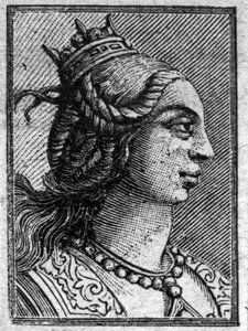Porträt von Emma, Tochter von Lothar II., König von Italien, sie heiratete Lothar im Jahr 966. Sie hatten ein Kind, Ludwig V., den letzten karolingischen König.
