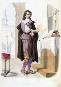 Porträt von Eustache Le Sueur, französischer Maler (1616-1655). in seinem Atelier - in "Le Plutarque français", von Mennechet