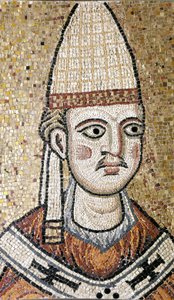 Porträt von Innozenz III. (1160 - 1216). Mosaik im Museum von Rom. Früher in der alten Kirche St. Peter. Museum von Rom von Unknown artist