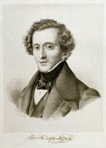 Porträt von Jakob Ludwig Felix Mendelssohn Bartholdy (1809-1847), deutscher Dirigent und Komponist. Lithographie des 19. Jahrhunderts. Civico Museo Bibliografico Musicale, Bologna von Unknown artist