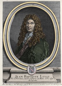Porträt von Jean Baptiste Lully (Giovanni Battista Lulli) (1632-1687), französischer Komponist italienischer Herkunft. Gravur des 19. Jahrhunderts von Unknown artist