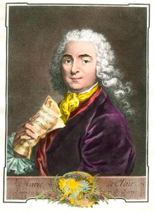 Porträt von Jean Marie Leclair (1697-1764) Musiker, Komponist und Ballettmeister des königlichen Zimmers. Gravur des 18. Jahrhunderts. Private Sammlung