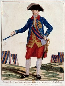 Porträt von Joseph II. von Lothringen (1741 - 1790), Kaiser des Heiligen Römischen Reiches, Kaiser von Österreich, König von Ungarn und Böhmen. Gravur des 18. Jahrhunderts. Paris, Musée Carnavalet