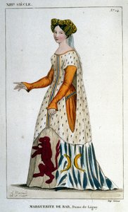 Porträt von Marguerite de Bar, Dame von Ligny (ca. 1223 - 1275), Gravur von 1830 von Unknown artist