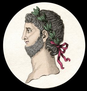 Porträt von Nero Claudius Caesar Augustus Germanicus (37-68 n. Chr.), römischer Kaiser. Gravur des 19. Jahrhunderts