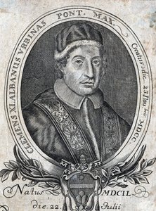 Porträt von Papst Clemens XI. (Gianfrancesco Albani) (1649 - 1721), 241. Papst. Gravur des 18. Jahrhunderts