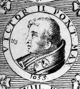 Porträt von Papst Viktor II. (oder Viktor 2, gestorben 1057). von Unknown artist