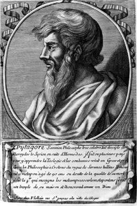 Porträt von Pythagoras (ca. 570 - ca. 480 v. Chr.), griechischer Mathematiker und Philosoph. Gravur des 18. Jahrhunderts. von Unknown artist