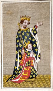 Porträt von Richard III. (1452 - 1485) als Kind und sein Vater Richard von York. Gravur aus dem späten 18. Jahrhundert. Biblioteca di Brera, Mailand. von Unknown artist