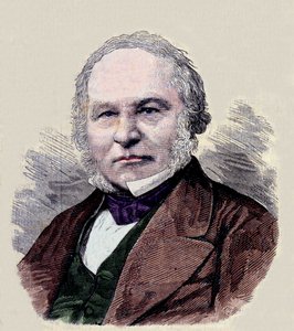 Porträt von Sir Rowland Hill (1795-1879), Erfinder der Briefmarke.