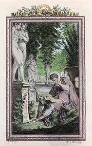 Porträt von Titus Lucretius Carus (Lucretius), römischer Philosoph und Dichter in "De Rerum Natura", Gravur des 18. Jahrhunderts von Unknown artist