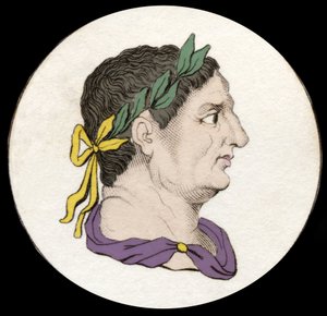 Porträt von Vitellius (15-69), römischer Kaiser. Gravur des 19. Jahrhunderts