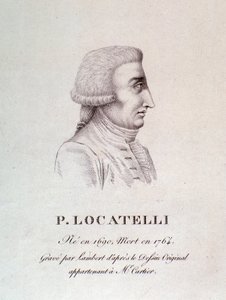 Porträt des italienischen Geigers und Komponisten Pietro Locatelli (1695-1762) Gravur. 18. Jahrhundert. Bologna, civico museo musico von Unknown artist