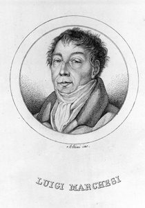 Porträt des italienischen Kastraten Luigi Marchesi (1754 - 1829), auch bekannt als Marchesini. Gravur des 19. Jahrhunderts.