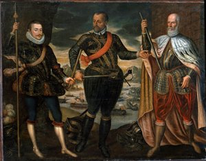 Porträts von Marcantonio Colonna, Prinz Juan von Österreich und dem Dogen Sebastiano Venier, die Sieger der Schlacht von Lepanto, ca. 1571 von Unknown artist