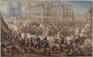 Prozession für Jacques Clément vor Notre-Dame von Unknown artist