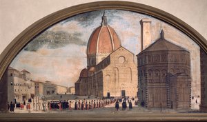 Prozession auf dem Platz der Kathedrale Santa Maria del Fiore, Florenz von Unknown artist