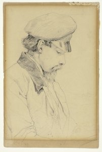 Profilporträt eines Mannes mit Mütze von Unknown artist