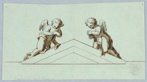 Entwurf für einen Altar mit Engeln und Giebel