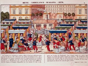 Preußischer Krieg: Eisenbahnwaggons als Ambulanzen, Metz, Frankreich von Unknown artist