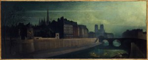 Quai des Orfèvres, Pont Saint-Michel, Notre-Dame, ca. 1860; Nachteffekt, heutiges 1. und 4. Arrondissement, zwischen 1855 und 1865 von Unknown artist