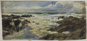 Regenbogen über stürmischer See von Unknown artist