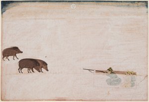 Raja Ram Chand von Amber (r. 1667–88) jagt Wildschweine von Unknown artist