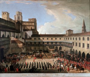 Empfang der venezianischen Botschafter durch Kaiser Karl VI. in Mailand im Jahr 1711 von Unknown artist