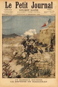 Erinnerung an die Verteidigung von Mazagran, Schlacht vom 3. bis 6. Februar 1840, gegen die Armee von mehr als 10.000 Mann unter Abd el Kader, das französische Bataillon von Hauptmann Lelievre gewann den Sieg. Gravur in „Le petit journal“ 6/12/1896. Sammlu von Unknown artist