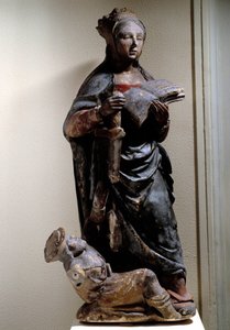 Darstellung der Heiligen Katharina von Siena. Polychrome Kalksteinskulptur von Unknown artist
