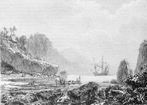 Darstellung der Schildkröteninsel. Gravur 19. Jahrhundert.