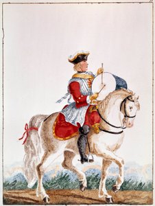 Darstellung eines französischen Musketiers aus der Zeit von Louis XV