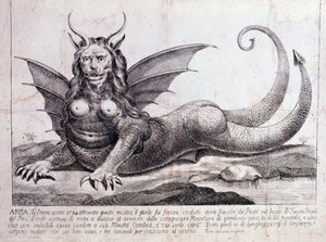 Darstellung einer Harpyie (Druck, 1784) von Unknown artist