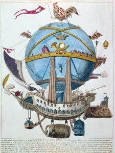 Darstellung einer Reise in einem Ballon, satirische Gravur des 18. Jahrhunderts von Unknown artist