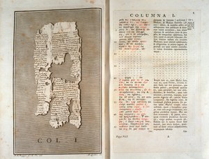 Reproduktion des Papyrus von Herculaneum von Philodema von Gadara (1793) von Unknown artist