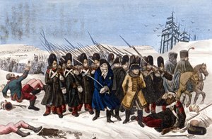 Rückzug der französischen Armee aus Moskau im Jahr 1812 (Stich aus dem 19. Jahrhundert) von Unknown artist