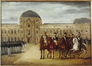 Parade vor dem Château des Tuileries, um 1820. Heutiges 1. Arrondissement, zwischen 1815 und 1825 von Unknown artist