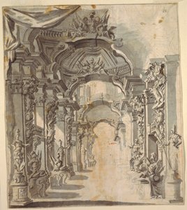 Reich dekorierte Galerie (mit Trophäen auf Sockeln) von Unknown artist