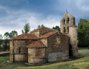 Romanische Kunst: Ansicht der Kirche San Salvador de Cantamuda, Spanien von Unknown artist