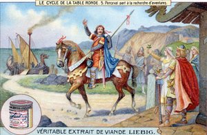 Runder Tisch Zyklus (5): Perceval geht auf Abenteuersuche, Liebig Chromolithographie, sd. 19. Jahrhundert von Unknown artist