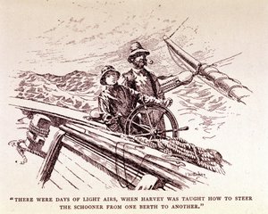 Rudyard Kipling: „Captains Courageous“, New York 1899 (Gravur) von Unknown artist