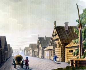 Russisches Dorf im 18. Jahrhundert. von Unknown artist