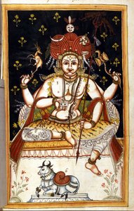 Rutrim, hinduistische Gottheit. Seite aus dem Manuskript (ms.8300) „Geschichte von Mogol“ (Moghul oder Moghol) von Stefano Nivibus Cardeira. 18. Jahrhundert. Biblioteca Marciana, Venedig von Unknown artist