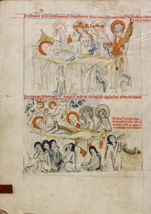 Heilige Hedwig auf ihrem Krankenbett, umgeben von Heiligen; Der Tod der Heiligen Hedwig und ihre Seele wird ins Paradies aufgenommen von Unknown artist