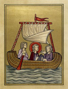 Heiliger Paulus, Heiliger Silvanus (oder Silas) und Heiliger Timotheus auf einem Boot - aus einer Miniatur von Unknown artist
