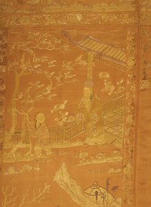 Satin, bestickt. In Form eines großen Wandbehangs von Unknown artist