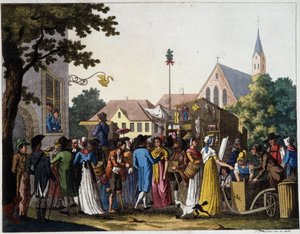 Szene eines Spaziergangs im 18. Jahrhundert - Gravur von Unknown artist